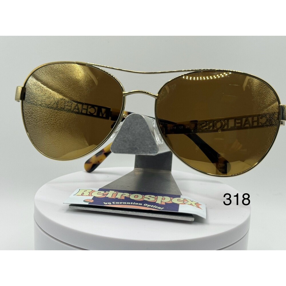 Vintage Y2K Sunglasses NOS 2000s Style Polarized Gold Mirror Michael Kors 5003